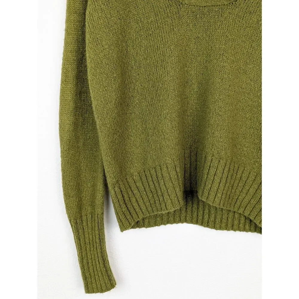 J Crew Factory Sweater Shawl Mohair Wool Fuzzy Fall Winter Preppy Green Size XL